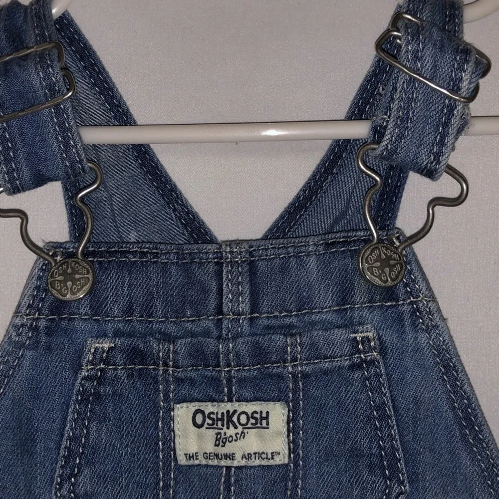 Kid's Oshkosh B'Gosh Denim Overall Dress with Eyelet Lace Skirt - Picture 4 of 8